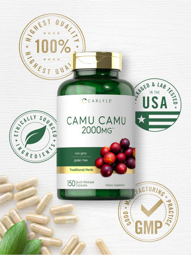Carlyle Camu Camu Capsules 2000Mg | 150 Count | With Vitamin C | Non-Gmo, Gluten Free