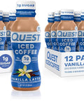 Quest Nutrition Iced Coffee, Mocha Latte, 1g of Sugar, 10g of Protein, 90 calories, 200mg of caffeine, 12 Count