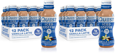 Quest Nutrition Iced Coffee, Mocha Latte, 1g of Sugar, 10g of Protein, 90 calories, 200mg of caffeine, 12 Count