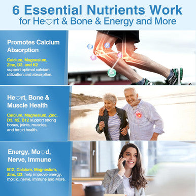 6-In-1 Liposomal Vitamin D3 K2 Calcium Supplement - Plant Based Calcium 600Mg With Vegan Vitamin D 5000 Iu + Vitamin K2 Mk7 + B12, Algae Calcium Magnesium Zinc For Bone, Hear-T, Max Absorption, 1Pack