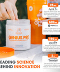 Genius Pre Workout Powder, Blue Raspberry - All- Nootropic Pre-workout & -Free Nitric Oxide Booster Supplement with Beta Alanine & Alpha GPC - No Flavors, Sweeteners, or Dyes