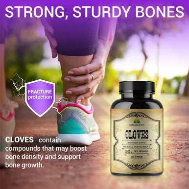 HERBALICIOUS Cloves Capsules - Natural Dietary Supplement - Rich In Vitamins, Minerals, Manganese, Fiber - May Help Strengthen Bones, Promote Digestive Function, Antioxidant Support - 100 Caps