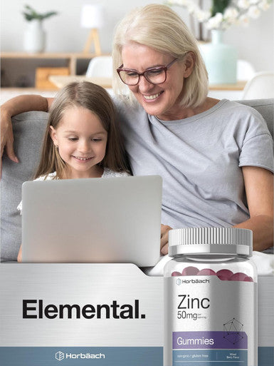 HorbAach Zinc 50Mg 70 Gummies Mixed Berry Flavor Vegan, Non-Gmo And Gluten Formula Zinc Citrate Dietary Supplement