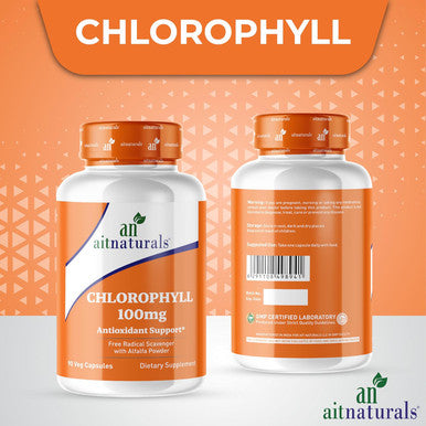 Aitnaturals Chlorophyll - 100 mg (90 Capsules)| Formulated with Alfalfa Powder for Comfort Digestion Nutritional Balance Inner Deodorant Detoxify Digestive Track Antioxidant Clear & Radiant Skin