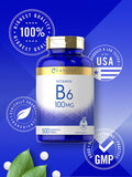 Carlyle Vitamin B6 100Mg | 500 Tablets | Vegetarian, Non-Gmo, Gluten Free