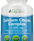 Purely Holistic Calcium Citrate 1000Mg - 365 Vegan Capsules Not Tablets With Added Parsley, Dandelion And Watercress - Without Vitamin D - Made In The Usa By