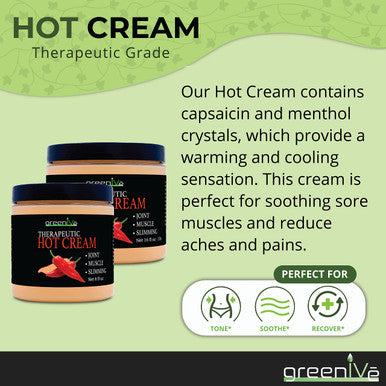 Greenive - Hot Cream - Anti Cellulite Cream - Hot & Cold Sensation - (8 Ounce Jar)
