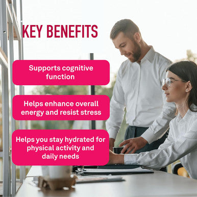 Organika Electrolytes Focus - Pomegranate Flavor Electrolytes Powder For Enhanced Concentration, Focus And Cognitive Stamina - Sugar, Coffee- Hydration - 180G - 30 Servings