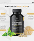 Organic Lion's Mane Mushroom 2100mg | 50% Polysaccharides | Made with BioPerineAÃƒâ€šÃ‚Â® | High Strength Hericium Erinaceus Extract | Non-GMO, Gluten , Halal, 90 Vegan Capsules