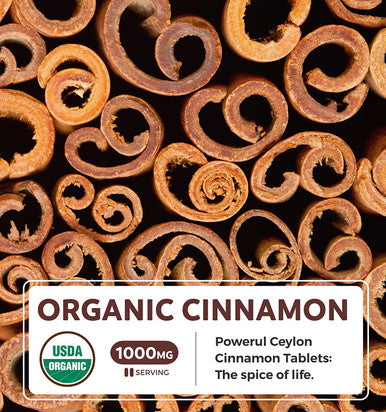 USDA Organic Ceylon Cinnamon 120 Tablets 1000mg per Serving Cinnamon Bark Supplement for Natural Support No Powder Capsules or Pills