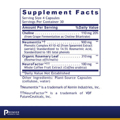 Premier Research Labs Cognitropic - Supports Memory, Brain Health Support & Focus - With Spearmint, Rosemary, Choline & Coffee