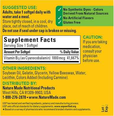 Nature Made Vitamin B12 1000 mcg 90 Softgels