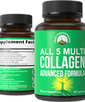 Peak Performance All 5 Multi-Collagen Capsules 90 Pills Of Grass Fed Collagen Peptides Protein. With All 5 Collagen Types I, Ii