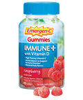 Emergen-C Immune+ Immune Gummies, Vitamin D Plus 750 mg Vitamin C, Immune Support Dietary Supplement, Caffeine , Gluten , Raspberry Flavor - 45 Count