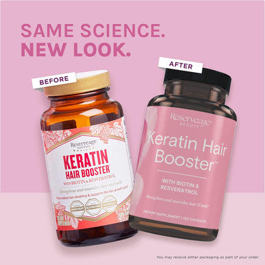 Reserveage Beauty, Keratin Hair Booster With Biotin & Resveratrol, Hair And Nail Growth Supplement For Men And Women, Supports Healthy Thickness And Shine With Biotin, 120 Capsules (60 Servings)