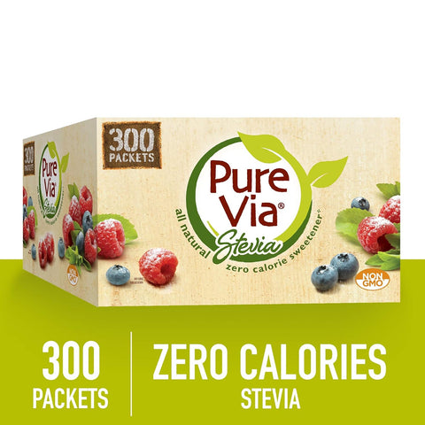 PURE VIA Stevia Sweetener Packets Sugar Substitute Natural Sweetener Zero Calorie Natural Sweetener Packets 1000 Count