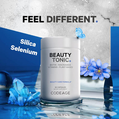 Codeage Biotin Supplement with Vitamin C Vitamin E Vitamin B6 Niacin Folate Organic Food Blend Phytoceramides Astaxanthin Selenium - Beauty Tonic - Hair Skin and Nail Support - Vegan 90 Ct
