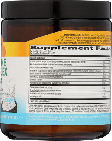Country Life - Coenzyme B-Complex Powder Coconut 1.95 Oz. 177076