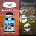 Kaya Naturals Multivitamin for Men Mens Prostate Multivitamin Multi Mineral Daily Supplement Pills for Men Supports Healthy Prostate Vitaminas para Hombres 60 Veggie Capsules