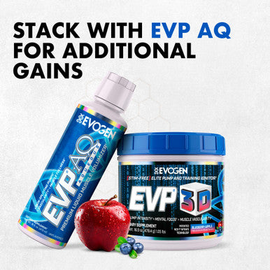Evogen EVP 3D - Stim Free Pre Workout Powder for Men & Women | Sugar Free Non Stim Preworkout with Beta Alanine and Creatine for Energy & Pump | Blueberry Apple | 40 Servings