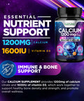 Built Nature Calcium 1200Mg With Vitamin D3 For Best Absorption - Advanced Bone Support Supplement, 1200 Mg Calcium Carbonate & 1600 Iu Vitamin D3, Slow Release For Immune Support, Easy To Swallow, 120 Tablets