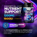 Built Nature Calcium 1200Mg With Vitamin D3 For Best Absorption - Advanced Bone Support Supplement, 1200 Mg Calcium Carbonate & 1600 Iu Vitamin D3, Slow Release For Immune Support, Easy To Swallow, 120 Tablets