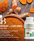 Bronson Turmeric Curcumin 1500 Mg Per Serving Antioxidant, Joint & Digestion Support With Bioperine, Non-Gmo, 180 Vegetarian Capsules