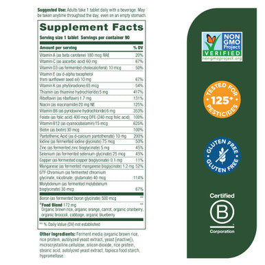 MegaFood One Daily Iron Free Multivitamin - Multivitamin For Women And Men - With Real Food - Immune Support Supplement - Bone Health - Energy Metabolism - Vegetarian; Non-Gmo; No Iron - 90 Tablets