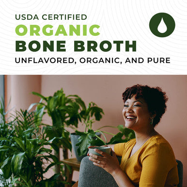Left Coast Performance Organic Bone Broth Protein Powder from Grass Fed Beef - USDA Certified Organic Single Ingredient Rich in Collagen Glucosamine No Additives Perfect for Carnivore Paleo and Keto Diets 16oz