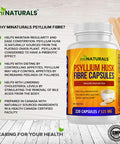 Psyllium Husk Fiber Capsules Supplement, Helps with Weight Loss, Natural, Supports Digestive Health, Eases Constipation, 220 Capsules, by miNATURALS