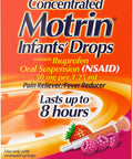 Motrin Infants' Ibuprofen Fever Reducer Dye and Alcohol Free Concentrated Drops Oral Suspension Includes Clear Syringe with Markings for Dose Measuring Berry Flavor