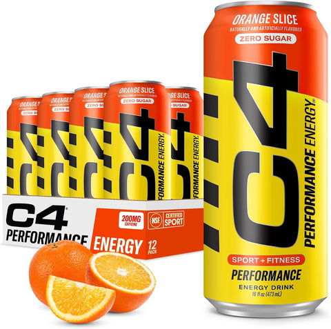C4 Performance Energy Drink Cosmic Rainbow, Zero Sugar Carbonated Preworkout Energy, 200mg Caffeine with Beta Alanine, 16 Fl Oz (12 Pack), Packaging May Vary