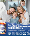 Calcium Magnesium Zinc Supplement Gummies With Vitamin D3 K2 Magnesium Glycinate Orange Berry Flavored Vegan Sugar Gluten Chewable For Men Women Kids