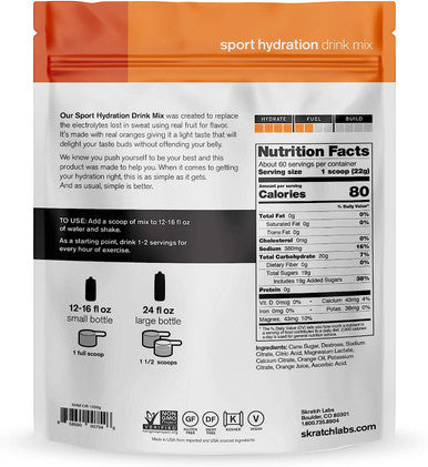 SKRATCH LABS Sport Drink Mix Natural Electrolyte Powder Oranges 60