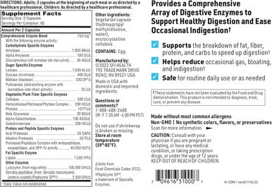 Klaire Labs Ther-Biotic Vital-Zymes Complete Digestive Enzymes - Helps Aid Digestion And Breakdown Proteins, Peptides, Carbs, Sugars, Fats & Fibers - 20 Active Enzymes (120 Count)