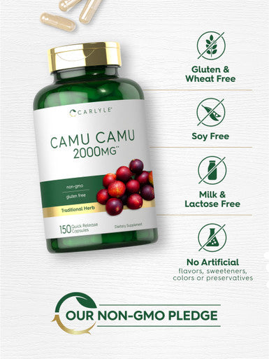 Carlyle Camu Camu Capsules 2000Mg | 150 Count | With Vitamin C | Non-Gmo, Gluten Free