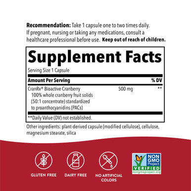 Nature'S Way Cranrx Bioactive Cranberry Urinary Health 500 Mg Potency, Once Daily, 30 Vcaps