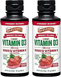 Barleans Pack of 2 Vitamin D3 Liquid Supplement for Kids and Adults 5000 IU Vitamin D Strawberry Milkshake NonGMO Gluten and Dairy 5.6 oz Each