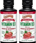 Barlean's Pack of 2 Vitamin D3 Liquid Supplement for Kids and Adults 5000 IU Vitamin D Strawberry Milkshake NonGMO Gluten and Dairy 5.6 oz Each