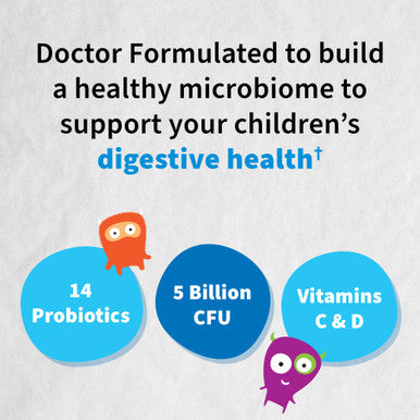 Garden of Life Dr. Formulated Probiotics Organic Kids+ Plus Vitamin C & D - Berry Cherry - Gluten Dairy & Soy Free Immune & Digestive Health Supplement No Added Sugar 30 Chewables (Shelf Stable)