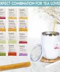 Snack Mall Tea Sets for Tea Lovers - Includes 12 Uniquely Flavored Teas All Natural Honey Straws and Beautiful Double Insulated Tumbler Cup