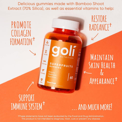 Goli Nutritional Supplement Superfruits Beauty Gummy Vitamin - 120 Count - Collagen-Promoting Ingredients - Mixed Fruit Vegan Plant-Based Non-Gmo Gluten & Gelatin