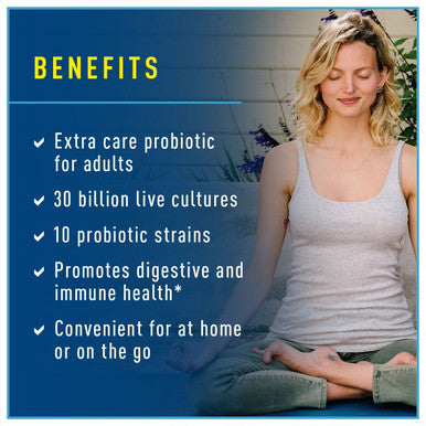 ReLife Adult Probiotic Ultimate Flora Probiotic Extra Care Go Pack Shelf Stable Probiotic Supplement 30 billion 30 Vegetable Capsules Packaging May Vary