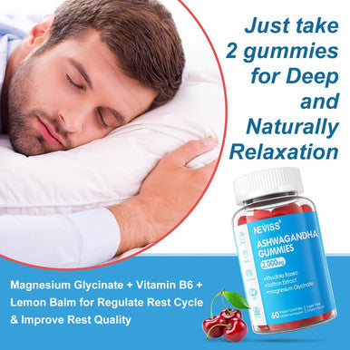 Ashwagandha Gummies 2000Mg, Magnesium Glycinate Gummies For Adults 200Mg, Vitamin B6, Zinc, Rhodiola Rosea, Lemon Balm, - Relaxation Support, Natural Zzz, Brain, Muscle, Stamina, Energy, Sugar Free