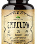 Herbalicious Spirulina Capsules - Natural Daily Superfood Supplement-Blue Green Algae Extract with B Vitamins Iron Amino Acid&Antioxidants to Support Immune System Function Total Body Cleanse 100 Capsules