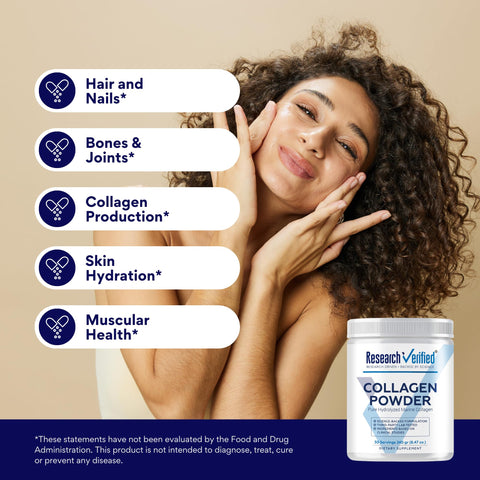 Research Verified Collagen Powder - Hydrolyzed Marine Collagen Peptides - Unflavored - Skin Hydration And Elasticity Muscle Recovery Non Gmo - 30 Scoops Per Container 1 Month Supply