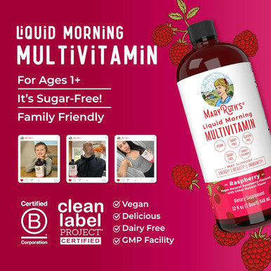 Maryruth Organics Multivitamin Multimineral for Women Men & Kids | No Added Sugar | Vegan Liquid Vitamins for Adults & Kids | Energy & Beauty Booster | Non-GMO | 32 Fl Oz (Pack of 1)