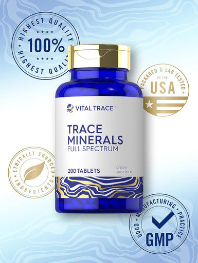 Carlyle Trace Minerals 200 Tablets Full Spectrum Supplement Non-Gmo & Gluten Complex By Vital Trace