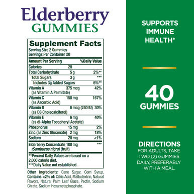 Natures Bounty Immune Support Elderberry Gummies 40 Gummies
