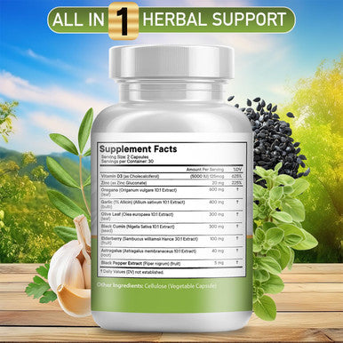 Jb Wellness Oregano Oil 6000Mg Garlic Extract 4000Mg Olive Leaf 3000Mg With Astragalus - Immune Support & Digestive Health Supplement For Women And Men - 60 Count